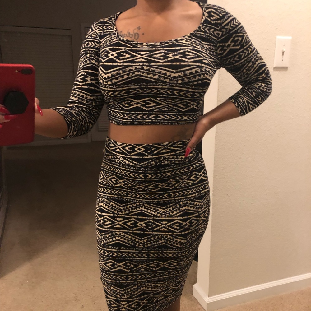 NWT‼️ 2PC Black & Tan Pencil Skirt Set